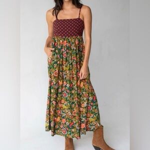 NWT NATURAL LIFE Floral Maxi Dress - Red and Green